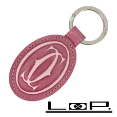 ■未使用■　カルティエ ハッピーバースデー キーリング チャーム キーホルダー レザー ピンク L3000952 箱【263842】□のサムネイル