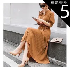 種類5：ブラック/L ウエストマークプリーツワンピース ミモレ ミモレ丈 ロング ロング丈 マキシ マキシ丈 9分丈 袖あり 5分袖 五分袖 襟なし タイト 細身 かわいい 大人可愛い きれいめ シンプル カジュアル 大人 上品 おしゃれ お洒落 かっこいい 