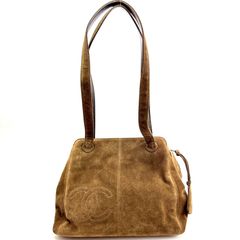 CHANEL シャネル ハンド ショルダー バッグ スエード ブラウン ココマーク