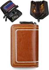 Zakya スマートキーケース カードケース 小銭入れ じゃばら 大容量 多機能 本革 ミニ財布 メンズ レディース 茶( ブラウン,  大容量)