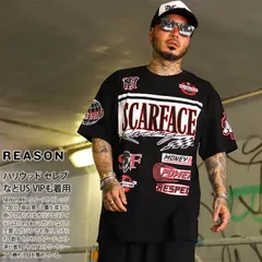 × 映画 スカーフェイス Tシャツ 半袖 メンズ 黒 大きいサイズ Scarface 限定 コラボ 公式 リーズン 派手 総柄 メッセージTシャツ オーバーサイズ ビッグシルエット b系 ヒップホップ ファッション ストリート系 ブランド 服 SF210