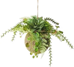 MedianField 多肉植物 フェイク 苔玉 麻ひも 付き 観葉植物 フェイクグリーン 造花 吊り 人工観葉植物 サボテン インテリア おしゃれ 雑貨 ハンギング ギフト モス(緑)