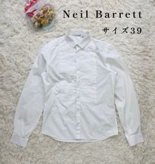 Neil Barrett  プリーツデザイン　ワイシャツ　白　サイズ39