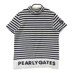 サイズ：2 PEARLY GATES パーリーゲイツ  ハイネック 半袖Tシャツ ボーダー柄 ネイビー系 [240101525962] ゴルフウェア レディース ストスト