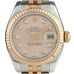 ロレックス ROLEX デイトジャスト 10Pダイヤ 179171G 腕時計 SS PG ダイヤモンド 自動巻き ピンク レディース 【中古】