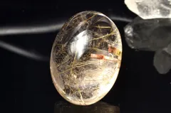 【１点物】希少◇ガーデン共生 ルチルクォーツ　27x20mm　オーバル ルース パワーストーン 天然石 _PC4484