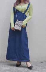 2typeStrap Denim LongJumper Skirt indigoのサムネイル