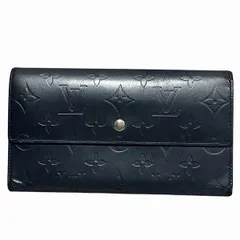 ルイヴィトン　Louis Vuitton　モノグラムマット　ポルトトレゾール　インターナショナル　M65105　ネイビー　3つ折り財布　長財布　レディース