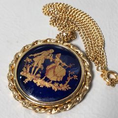 美品】 フランス製 リモージュ 磁器ペンダント ネックレス 2点セット 
