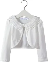 B-talk(ビートーク) KBO2 キッズ ボレロ 長袖 フォーマル きれいめ レース 女の子 シンプル ホワイト( ホワイト ( ビジューレース ),  110)