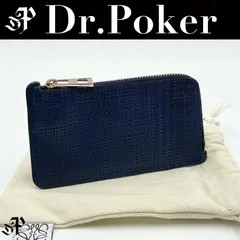 【極美品】LOEWE アナグラム リネン キーリング付 コインケース ネイビー