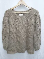 ◇ ⊇ Ray BEAMS レイビームス ウール混 長袖 ケーブルニット セーター ブラウン レディース P  【1408200018266】