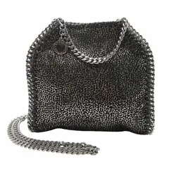 極美品 ステラマッカートニー STELLA McCARTNEY TINY TOTE FALABELLA タイニー トート ファラベラ チェーン ショルダーバッグ 2WAY ハンドバッグ ミニ 箔押し クロスボディ 391698 シルバー 黒 ブラック