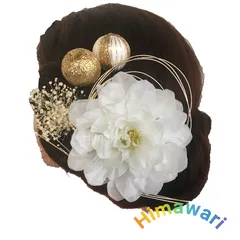 白 髪飾り ヘアアレジ ヘッドドレス 前撮り 成人式 結婚式 ドライフラワー 和玉 水引  fs1039