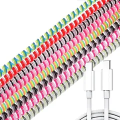 ルボナリエ（lebnelie） ケーブルプロテクター ケーブル収納カバー 保護カバー ケーブル保護カバー ツイスト イヤホンワイヤー TPU素材 8色 セット(カラフル)