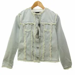 ディー&ジー ドルガバ ドルチェ&ガッバーナ D&G タグ付 デニムジャケット Gジャン ブルゾン 切りっぱなし加工 再構築 ノーカラー 国内正規品 アイスブルー 水色 38 約M 1123 IBO57