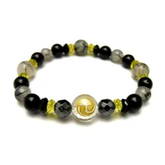 天然石 戦国武将 山本勘助 水晶 ヘマタイト 龍紋メノウ ブレスレット 天然石 風水 パワーストーン