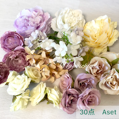 【30点  Aセット 】数量限定　ハンドメイドメイド✿フラワーヘッ　造花 リース アーティフィシャルフラワー パーツ 造花の花いちご