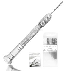 ハンドメイド 木工用 DIY クラフトツール 穴あけ レジン型 ドリル13本セット（0.8～3.0ｍｍ）付き ステンレス製 プラモデル工具 ハンドドリル 精密 ピンバイス 三花