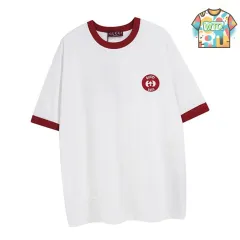 【今日WTO】Gucci クラシック刺繍 レッドカフ スリーブ 丸首 T シャツ-RB86