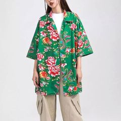 レトロ 花柄プリント シャツ レディース 半袖 花柄シャツ レトロ柄 トップス プリントシャツ 韓国ファッション ストリート 柄シャツ 派手 個性的