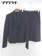 ◇ COMME CA ISM コムサイズム ストライプ 膝丈 スカート スーツ セットアップ 上下 サイズS ブラック レディース  【1109250000217】