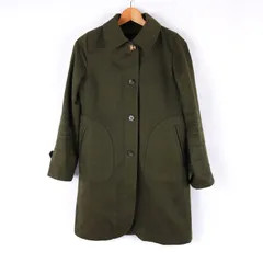 トミーヒルフィガー ステンカラーコート スプリングコート コットン100% 無地 アウター レディース Sサイズ カーキ TOMMY HILFIGER 【中古】