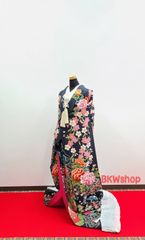 未使用品　正絹　色打掛　黒地七宝花車　桂由美　タグ付　結婚式　和装　花嫁様　保管箱付き