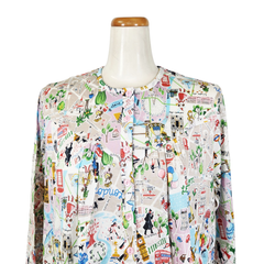 「夏、ラストチャンス！在庫限りのファイナルセール」春物　 鴨居羊子 TUNIC 　長袖半開ワンピース　80双天竺・リトルワールド　ピンク色　26247 日本製