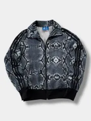 極美品 adidas トラックジャケット パイソン柄 スタンドカラー 黒 M パイソン柄☆アディダスジャケットPYTHON ALLOVER PRINT TRACK