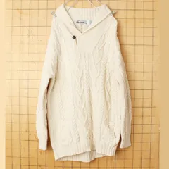 aran crafts ウールショールカラーセーター ベージュ L aw85