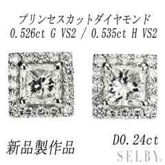 ラボグロンウダイヤモンドピアス プラチナ スクエア プリンセス 特大 