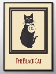 06359猫 ネコ ブラックキャット ビンテージ A3 サイズ ポスター アート おしゃれ 絵画 インテリア 北欧 イラスト マット紙 艶消し アートパネル 額 フレーム デザイン 壁掛け ギフト 新築祝い ディスプレイ
