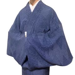 R-1275　着物　単衣　小紋　裄67センチ　絹　レディース