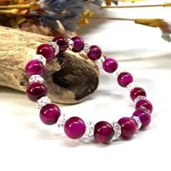 ピンクタイガーアイ パワーストーン ブレスレット 天然石 8mm (カット水晶)  メンズ・レディース　男性・女性　数珠ブレス　開運  [m]