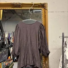 @ アーヴェヴェ a.v.v 無地 ブラウス シャツ 七分袖 ブラウン お呼ばれ　デート　オフィスカジュアル　食事会　可愛い　お出かけ　上品