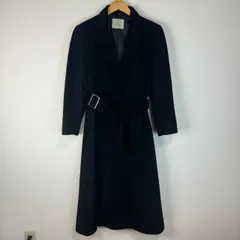ブラック　無地　ウールコート　ロングコート　アンゴラ　9AR 古着　モード