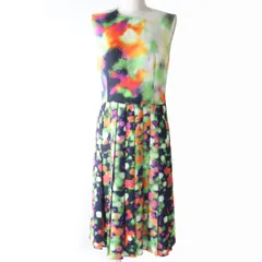 PRADA 花柄ノースリーブひざ丈ワンピースドレス きらきらラメ糸パーティー