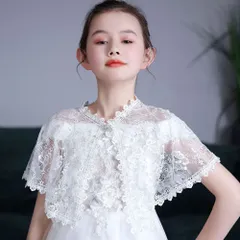 ☆ ホワイト ☆ ラージ ☆ キッズ ショール レース pj2021427 ショール レース キッズ ボレロ 結婚式 ドレス 用 フォーマル 女の子 子供 こども 子ども ピアノ 発表会 七五三 おしゃれ かわいい ケープ トップス 子供服 衣装 きれいめ