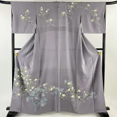 色留袖 本場加賀友禅【鶴見保次】松竹に橘 正絹 灰薄青色 一つ紋 袷着物 広衿 色留袖 本場加賀友禅【鶴見保次】松竹に橘 正絹 灰薄青色 一つ紋