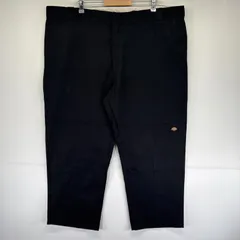 古着 ディッキーズ Dickies ワークパンツ ダブルニー サイドポケット ルーズフィット ワンポイントロゴ w48 L30  ブラック メンズ