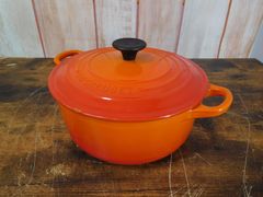 LE CREUSET/ル・クルーゼ  20cm 両手鍋 オレンジ【M0486】
