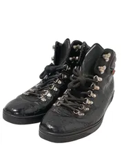 GUCCIグッチ ハイカット スニーカー レザー ブーツ ブラック 靴 黒　6 1/2 25cm～