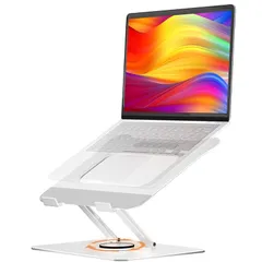 ノートパソコンスタンド 360回転式 pcスタンド 折りたたみ可能 ノートpcスタンド アルミ合金製 laptop stand 人間工学設計 高度・角度調節可能 安定性 放熱対策＆滑り止め付き 姿勢改善で腰痛/猫背改善をサポート 最大10kg耐荷重 Mac 1