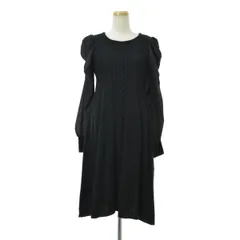 【toccocloset】186-159268 後ろりぼん付きジョーゼット切替ケーブル編みニット長袖ワンピース