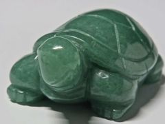 【開運縁起】金運上昇 長寿祈願 グリーンアベンチュリンクォーツ「亀（かめ）」の置物