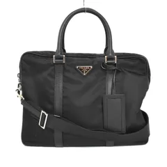 プラダ PRADA テスート サフィアーノ トライアングルロゴ ブリーフケース ビジネスバッグ ショルダーバッグ ハンドバッグ 2way ナイロン レザー 黒 ブラック 2VE871