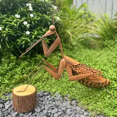 銅製置物　カマキリ　蟷螂　翼可動　茶道具　雨宮宗作　刻印あり　金工品 銅製置物 カマキリ 蟷螂 翼可動 茶道具 雨宮宗作 刻印あり 金工