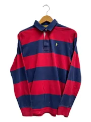 POLORALPH LAUREN (ポロラルフローレン) ボーダー ラガーシャツ ポロシャツ 長袖 ワンポイントロゴ ポニー XL ネイビー×レッド メンズ/025