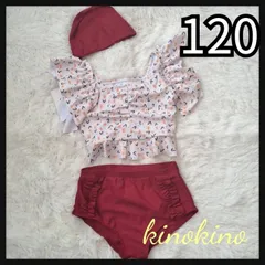 120 レッド　赤　水着　女の子　セパレート　フリル